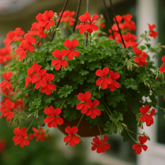 Geranien hängend, rot